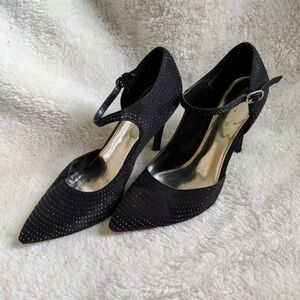 Sparkly Black Pumps w Strap